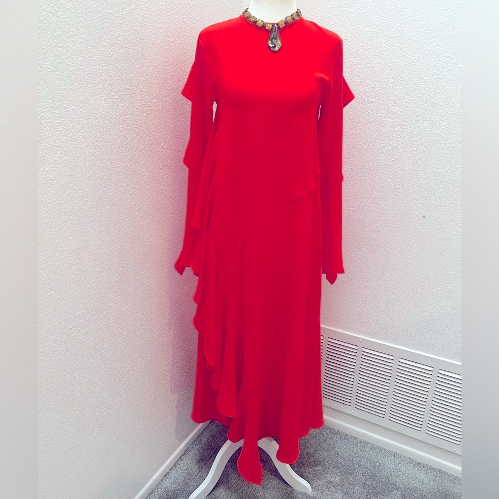 Zara Red Ruffles Long Dress - Picture 14 of 14